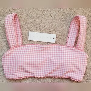 Minnow gingham bandeau bikini top NWT